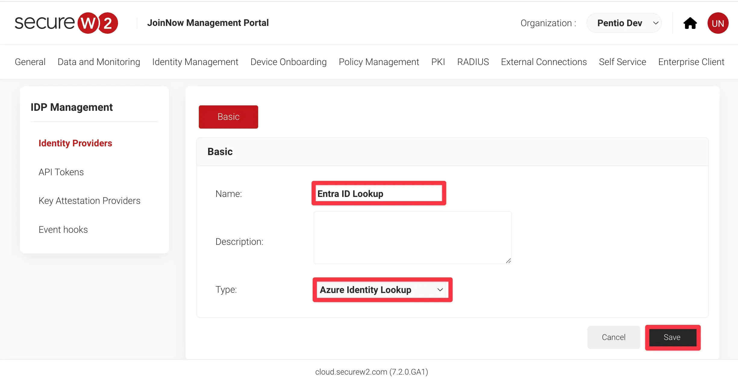 Identity Lookup Providerの設定2