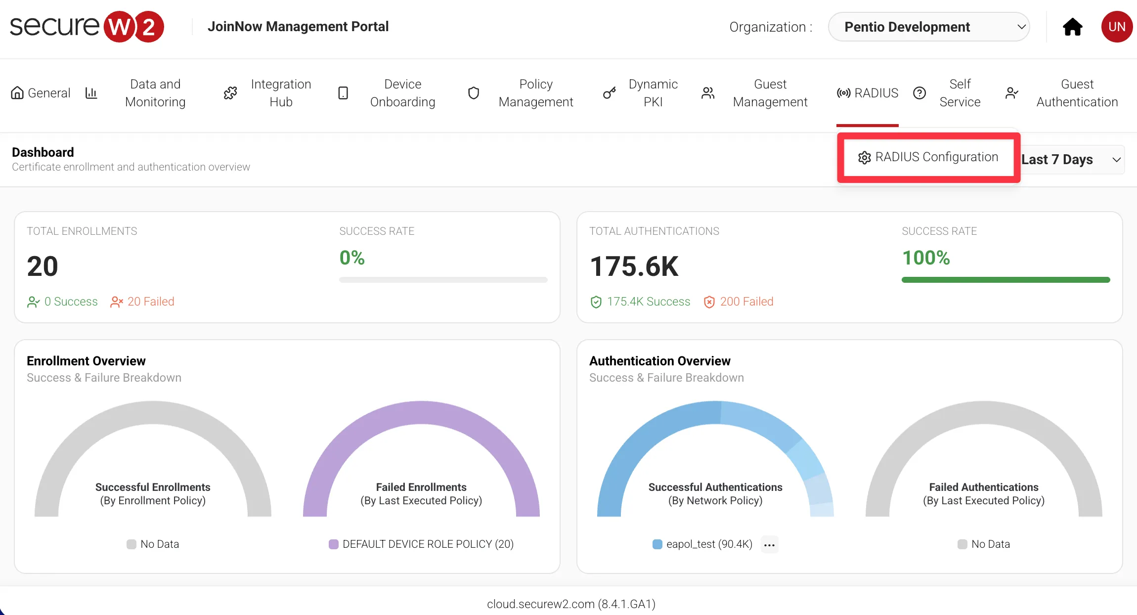 SecureW2のRADIUS Configuration画面
